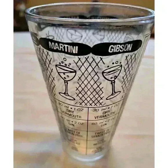 Vintage Irvinware USA Glass w/ Black Recipes Drink Cocktail Shaker Bar Mixer - Picture 6 of 10